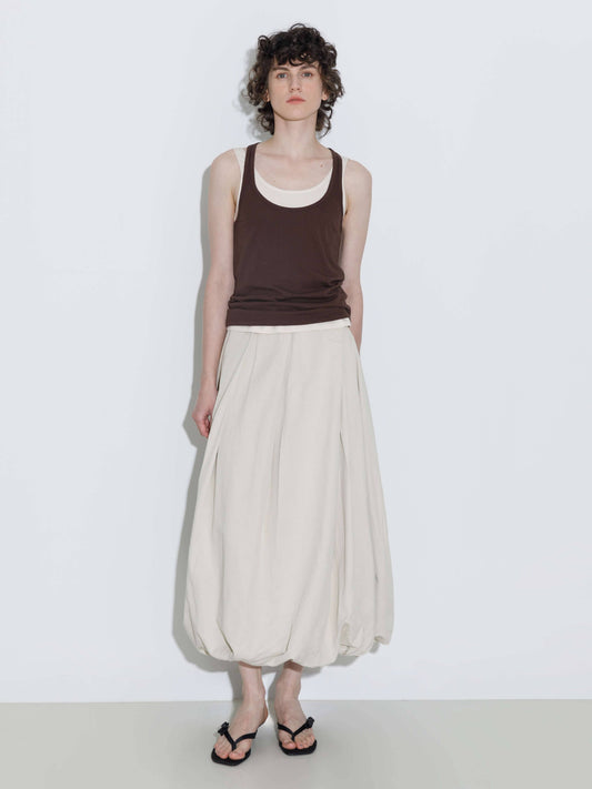 Cloud Midi Skirt: Beige / S
