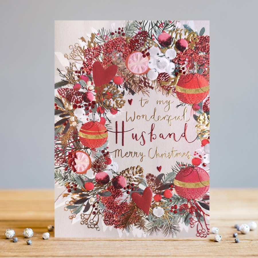 Husband Wreath Christmas Card