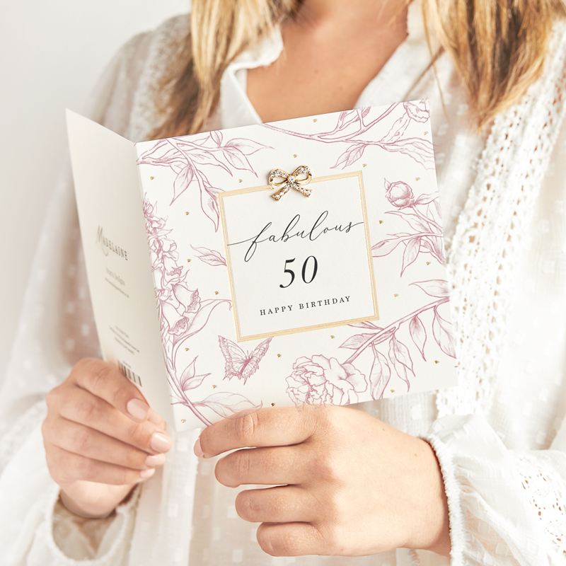 Fabulous 50 Happy Birthday, Embellished Greetings Card
