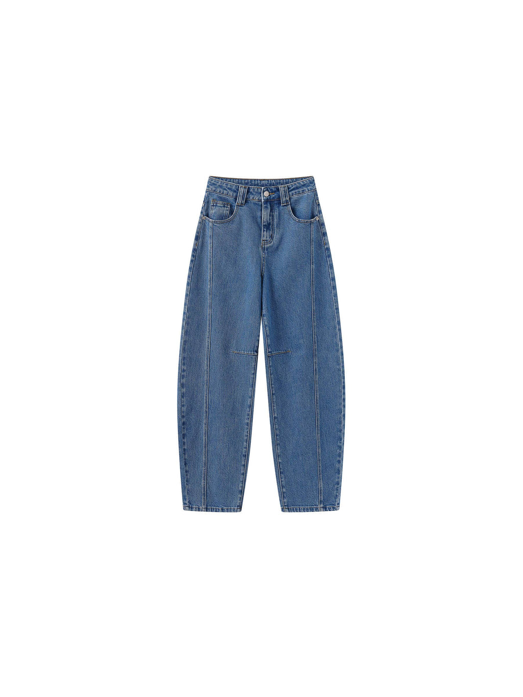 Panelled Loose-Fit Wide-Leg Tapered Jeans: Navy / M
