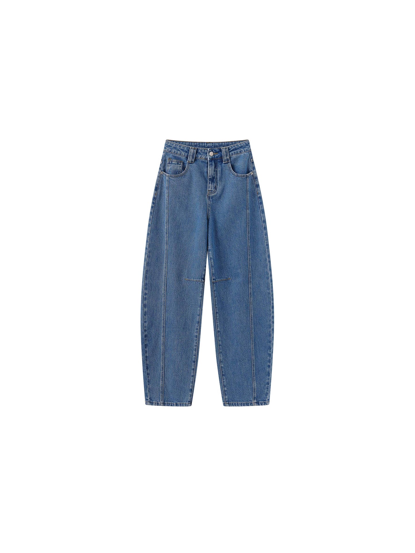 Panelled Loose-Fit Wide-Leg Tapered Jeans: Navy / L