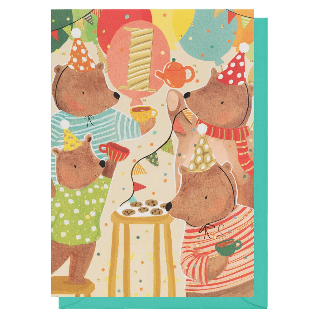 Age 1 Teddy Birthday Card