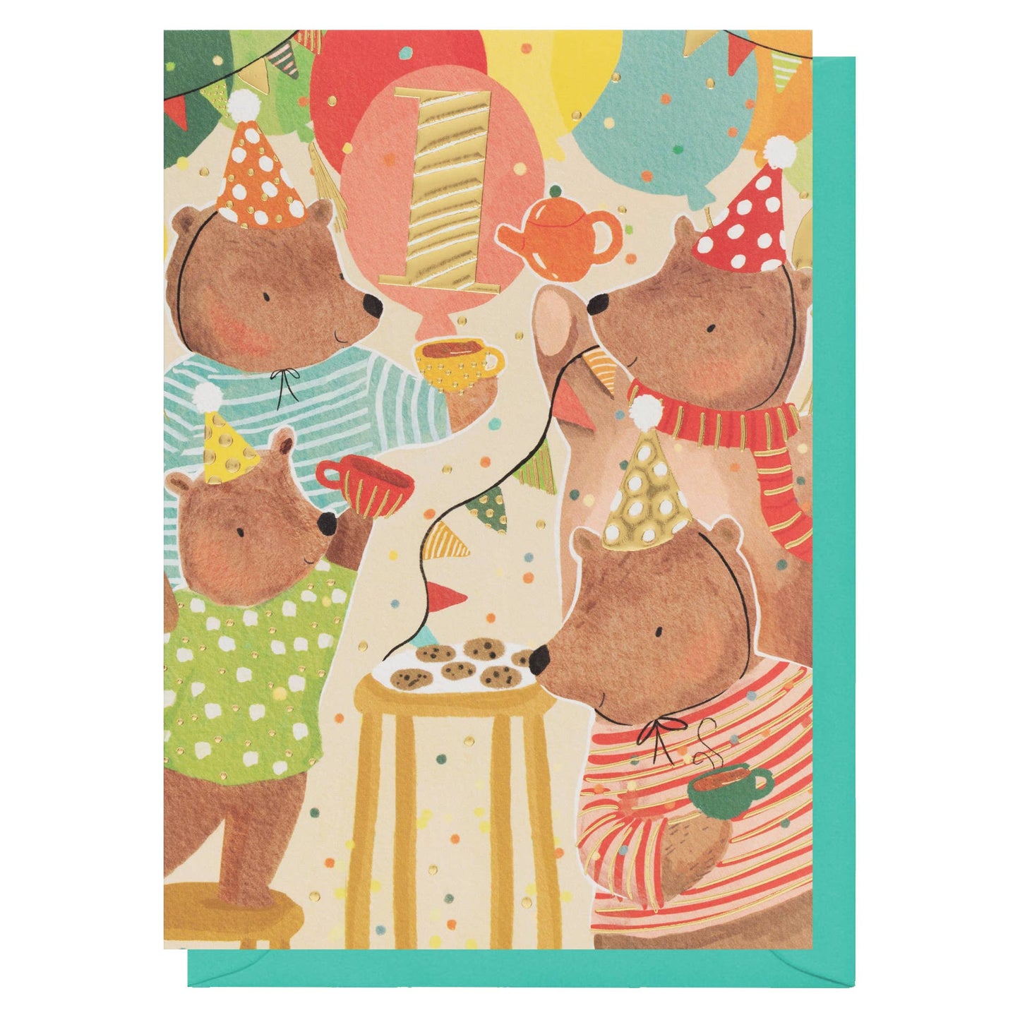 Age 1 Teddy Birthday Card