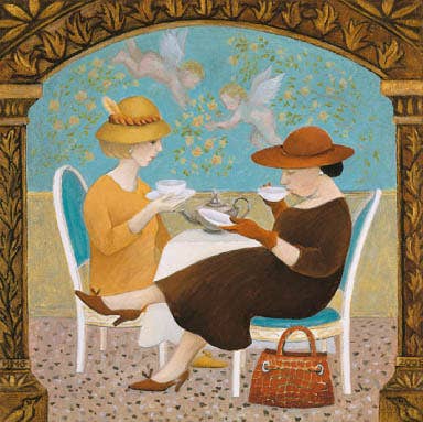 Tea In Venice. Duet Art Greeting Card