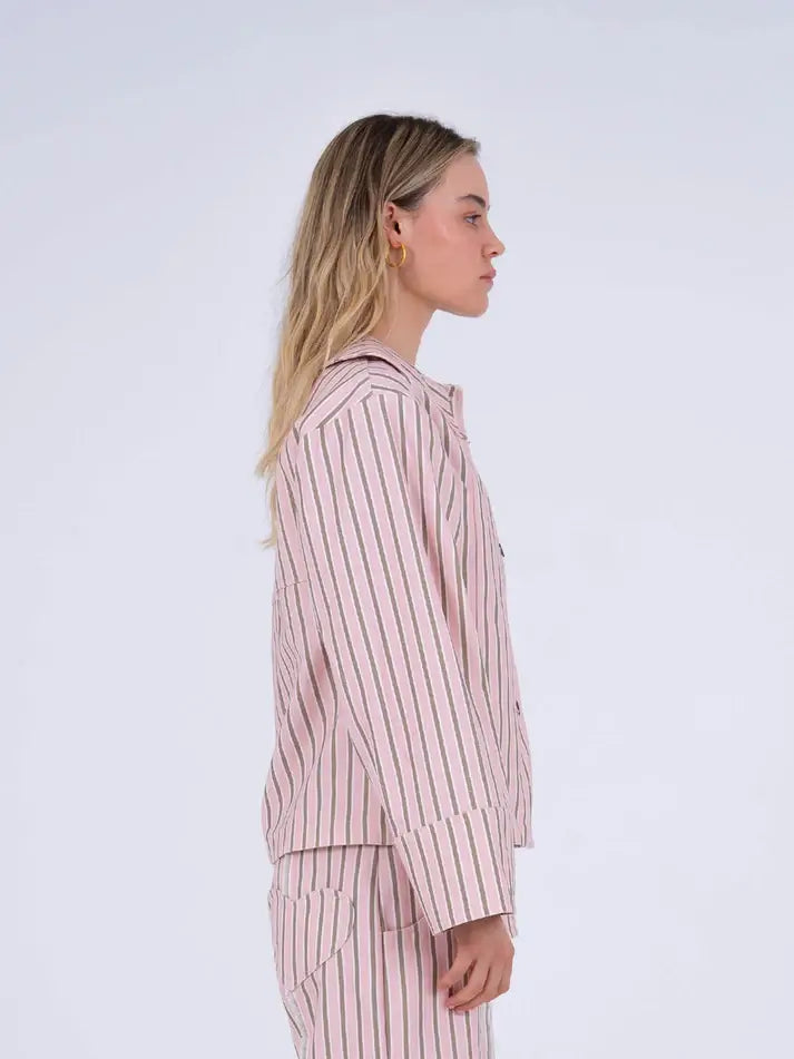Ethereal Striped Denim Jacket: L