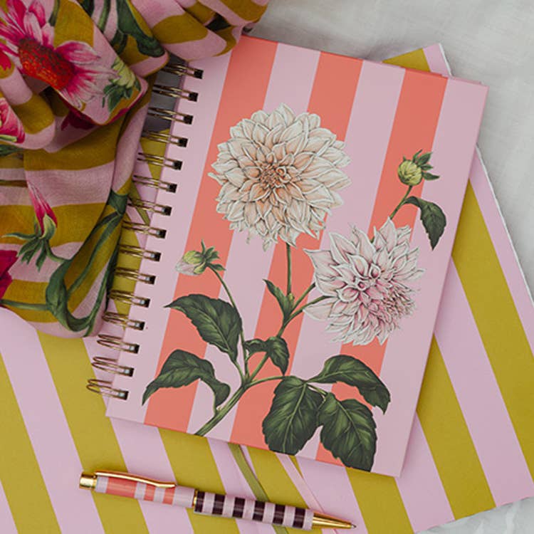 Joy Floral Stripe Spiral Bound A5 Notebook