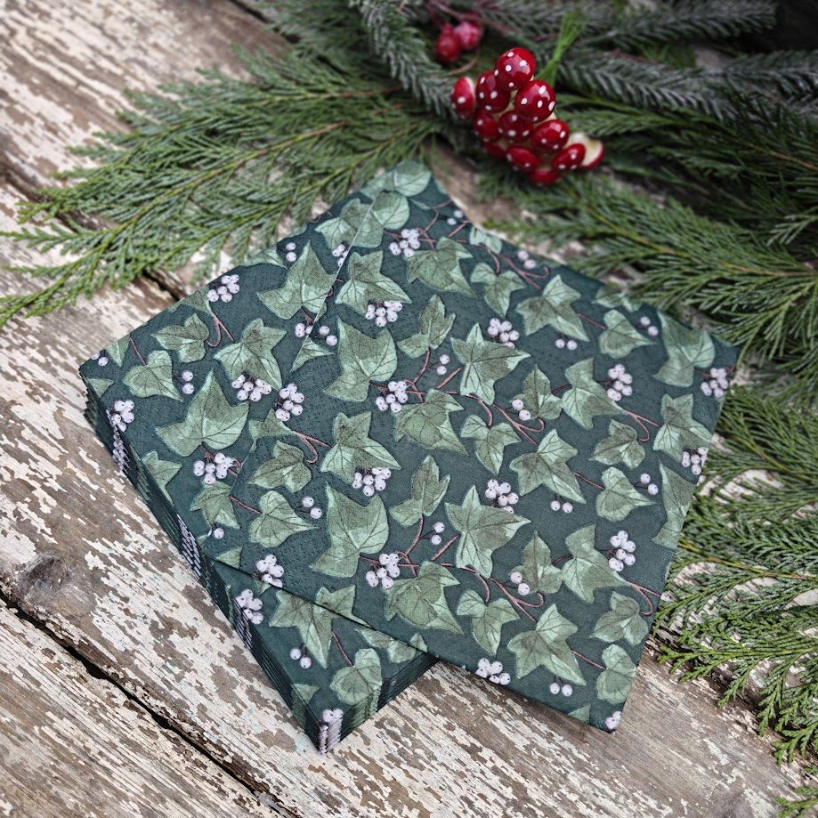 Ivy and white berries Paper Napkin, Pack/20