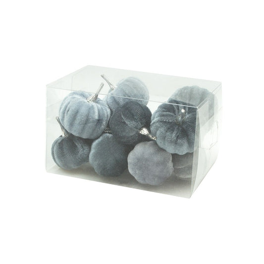 Grey Velvet Pumpkins Set Of 12
