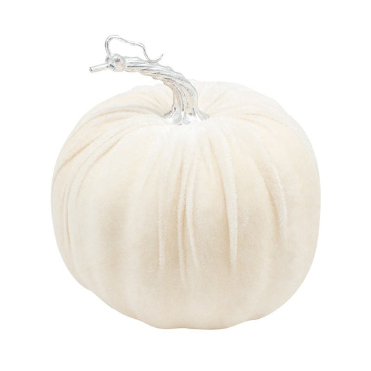 White Velvet Pumpkin W/Silver Stem