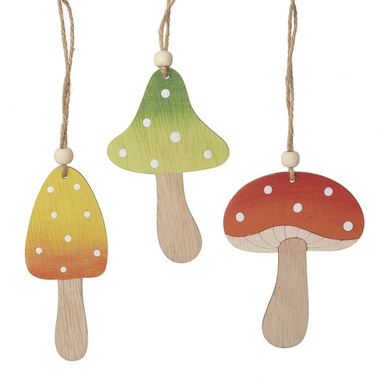 Hanging Wooden Mushrooms