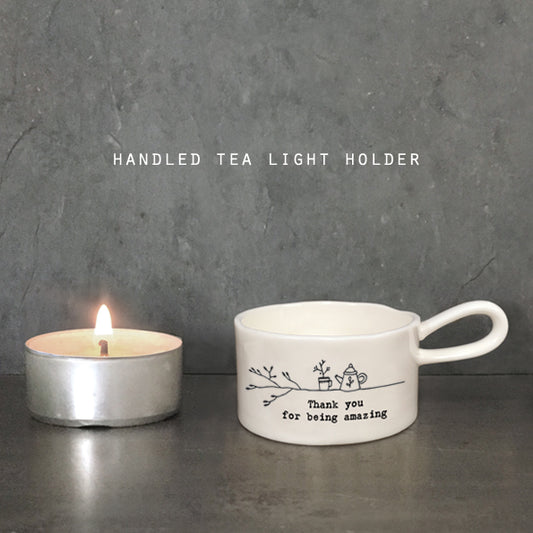 Handled tea light holder-Thank You