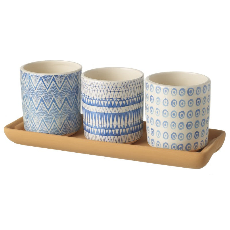 Ceramic Blue Planter Set