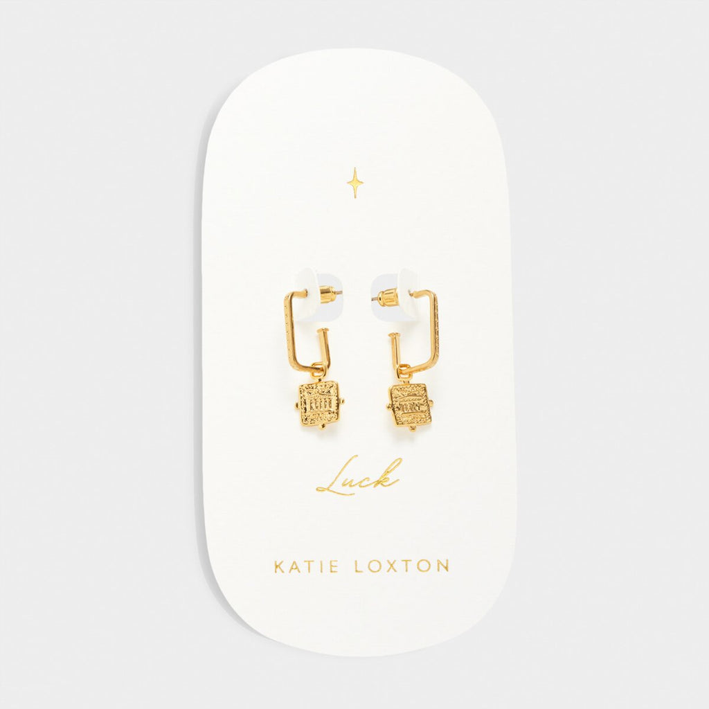 'Luck' Waterproof Gold Antique Coin Hoop Earrings