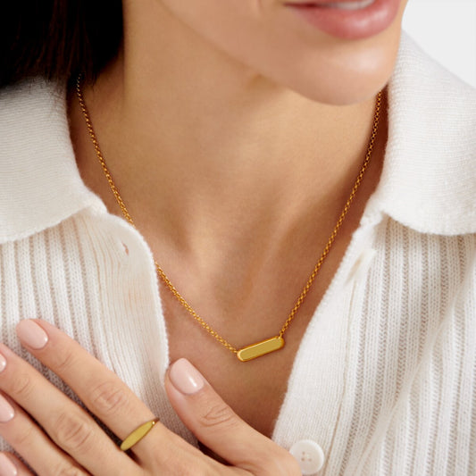 'With Love' Waterproof Gold Signet Necklace