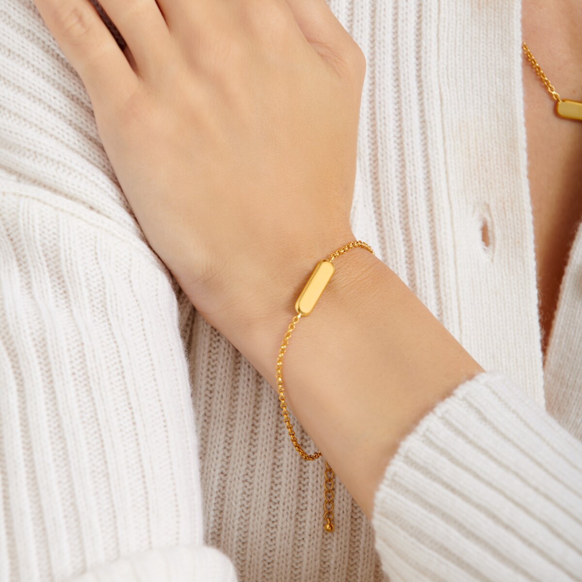 'With Love' Waterproof Gold Signet Bracelet