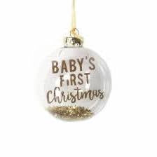 Baby's First Christmas Gold Glitter Bauble
