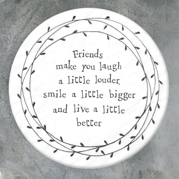 Porcelain Leaf Coaster Friends Laugh Louder