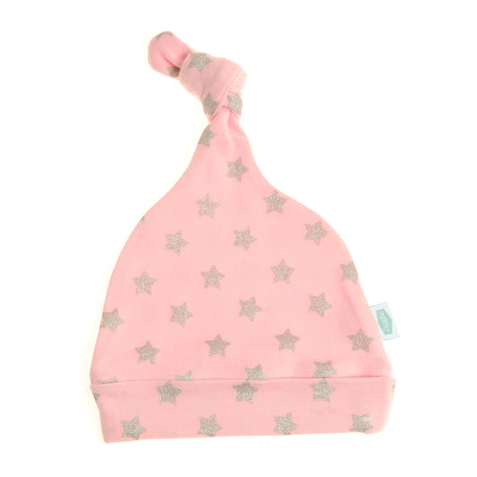 Pink and Silver Stars Baby Hat