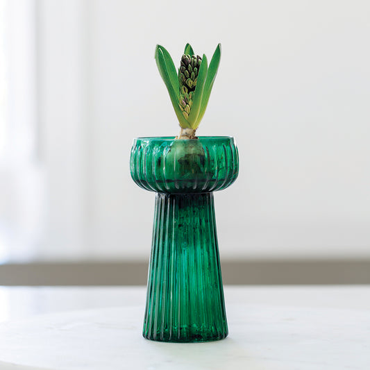 Ribbed Hyacinth Vase Green