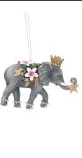 Resin Elephant with Flower and Crown Decoration