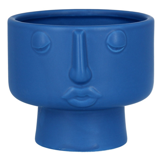 Blue Ceramic Face Short Ornament