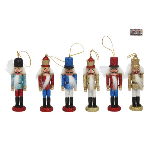 Wood Dec 12cm - Glitter Nutcracker