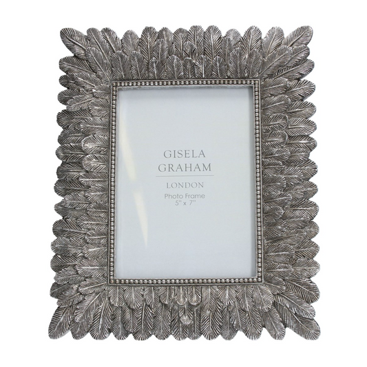 Resin Photo Frame (5x7) - Antiqued Silver Feather