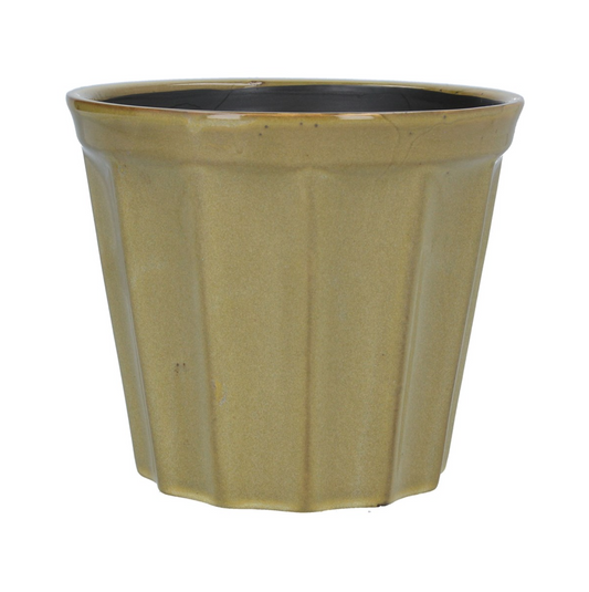 Ceramic Pot Cover 19.5cm - Chartreuse Ribbed