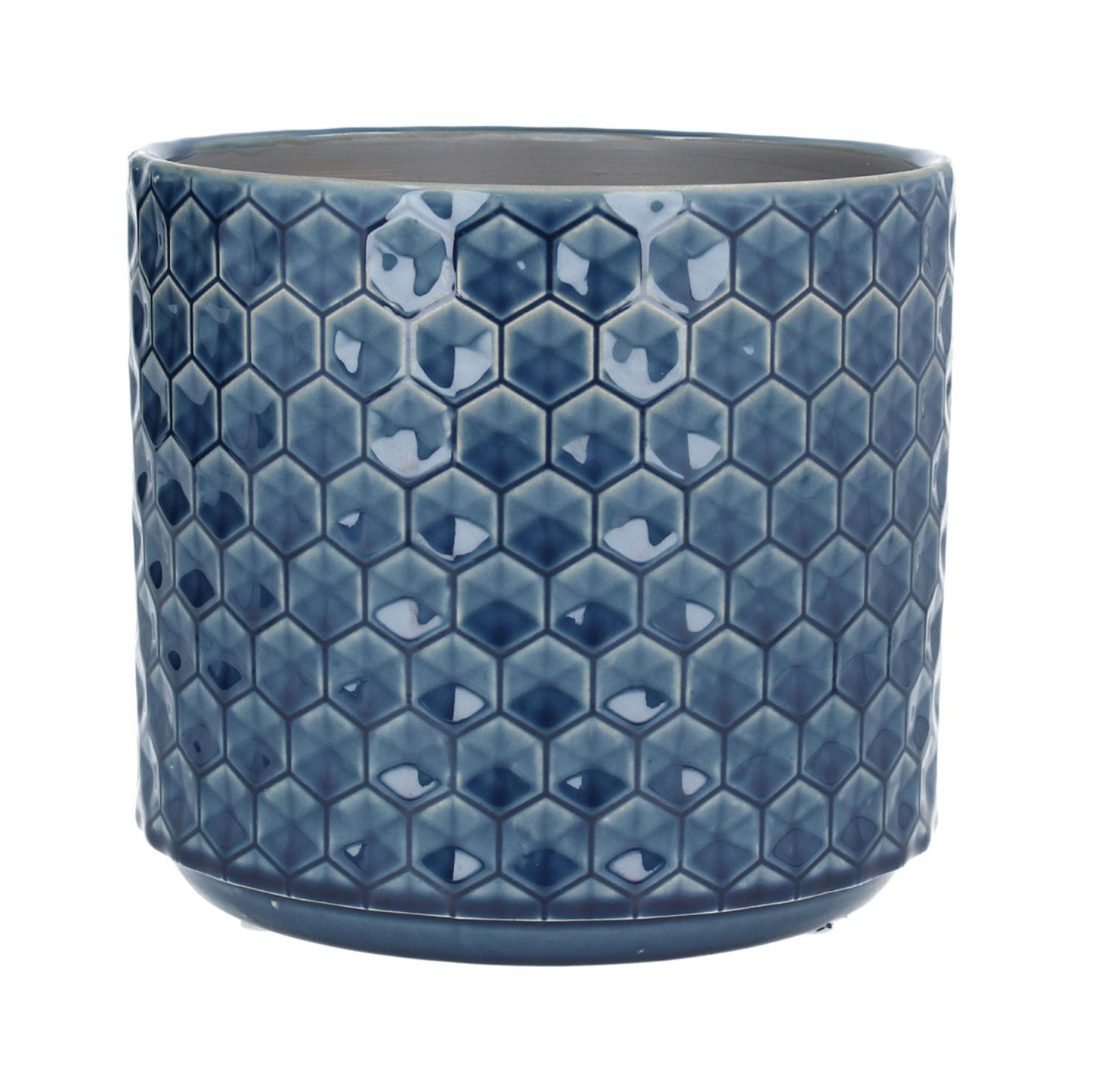 Ceramic Pot Cover 20cm - Navy Honeycomb