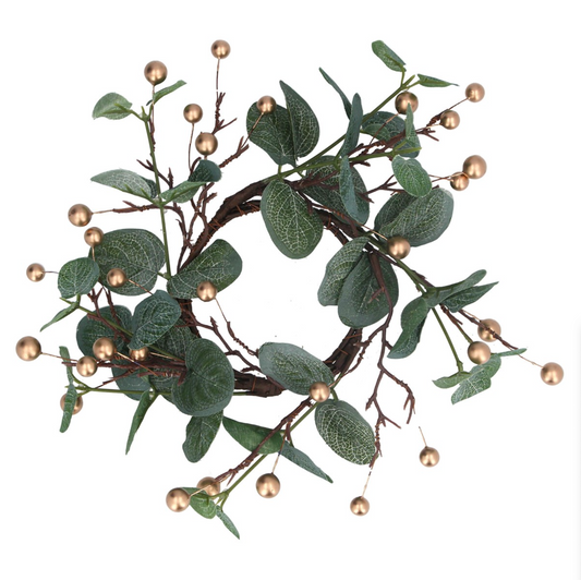 Candle Ring 27cm - Eucalyptus/Gold Berry