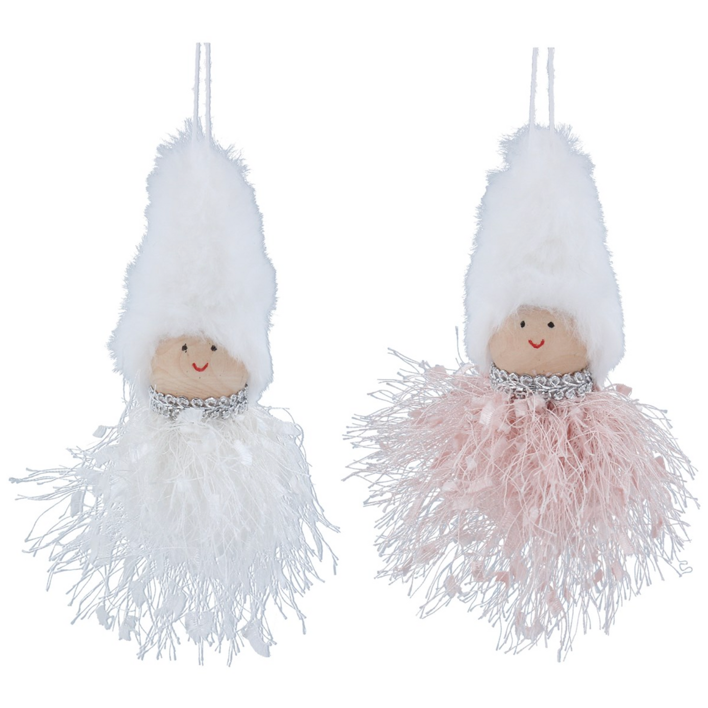 Fabric Dec 12cm - Pink/White Pom Pom Girl w Woolly Hat