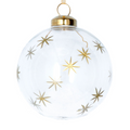 Glass Bauble - Clear w Gold Etched Stars