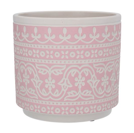 Cement Pot Cover 16.5cm - Pink & Grey