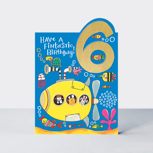 AGE 6 BIRTHDAY CARD BOY – SUBMARINE