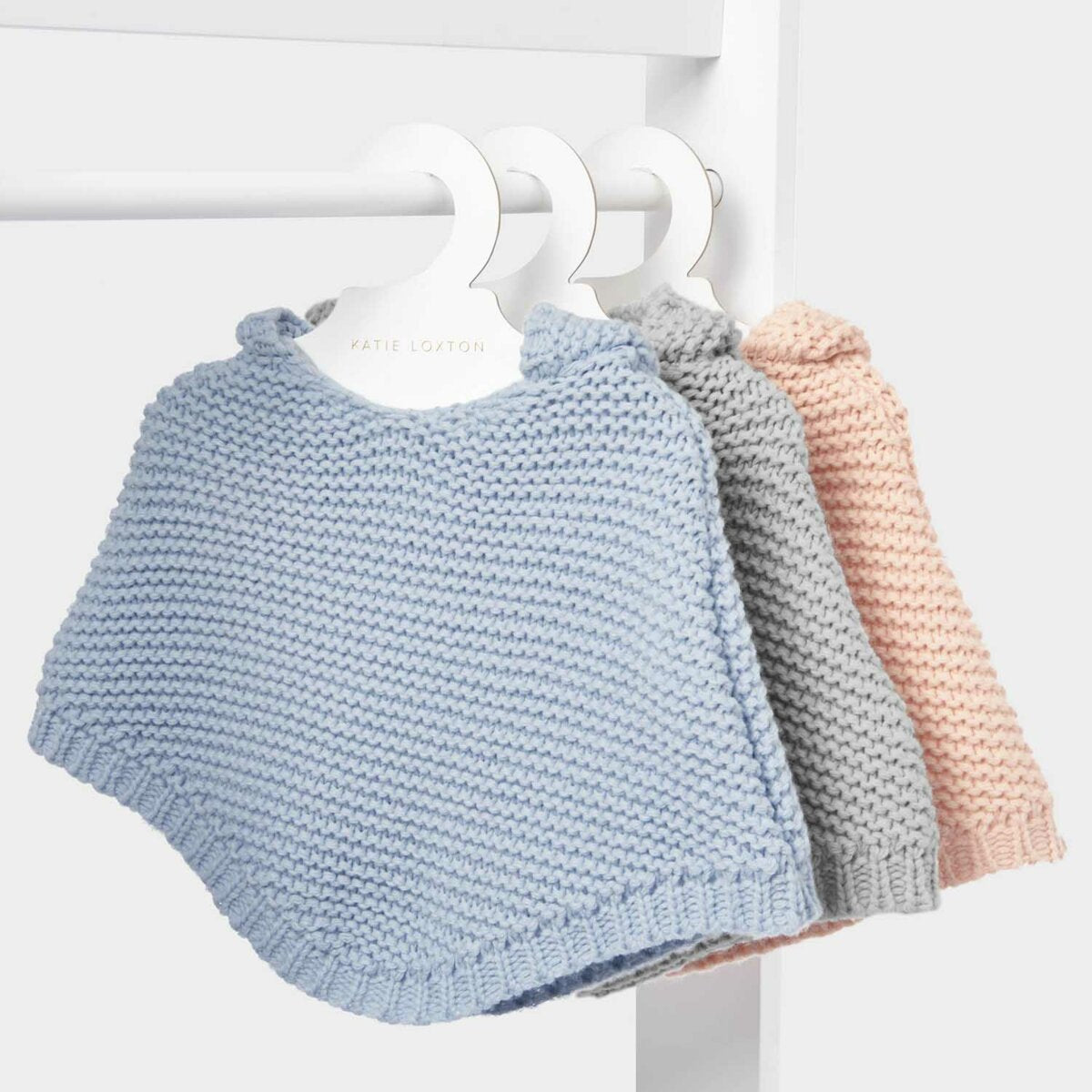 BABY KNITTED PONCHO BLUE