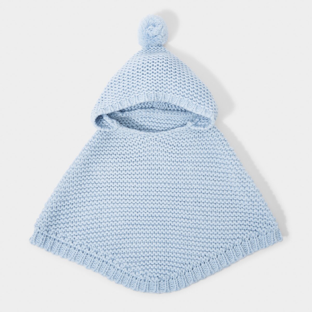 BABY KNITTED PONCHO BLUE