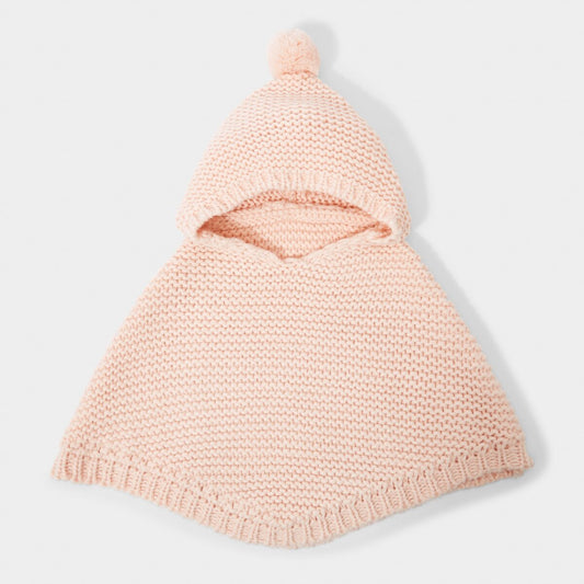 BABY KNITTED PONCHO PINK