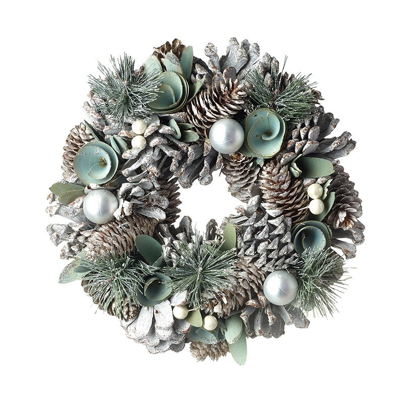 Pale Green Wreath With Silver Balls