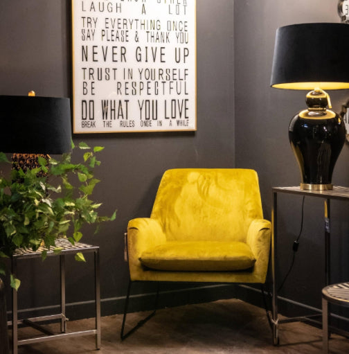 Eva Framed Mustard Velvet Club Chair was £499.00