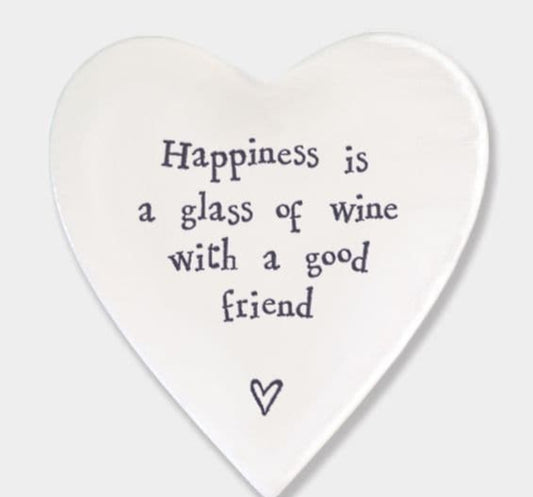 Heart coaster - Happiness is a glass of wine