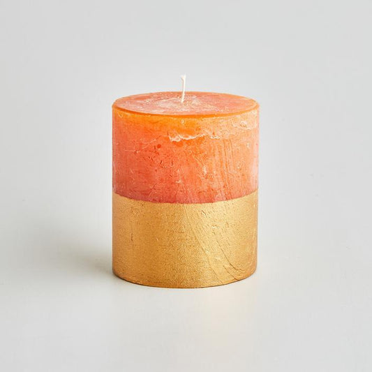 Orange & Cinnamon Gold Dipped Pillar Candle