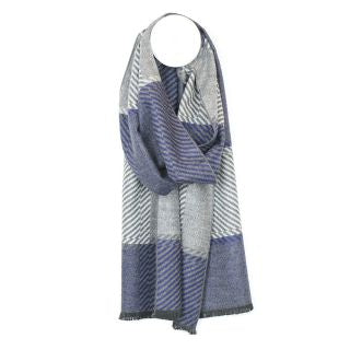 NAVY/GREY PLAID CHECK PATTERN MENS SCARF