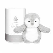PENGUIN BABY TOY MERRY CHRISTMAS GREY