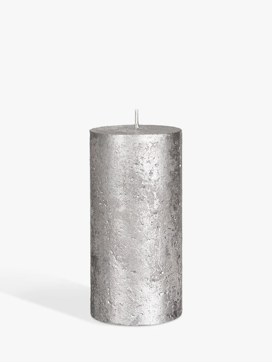 Rustic Silver Pillar Candle