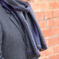 NAVY/GREY PLAID CHECK PATTERN MENS SCARF
