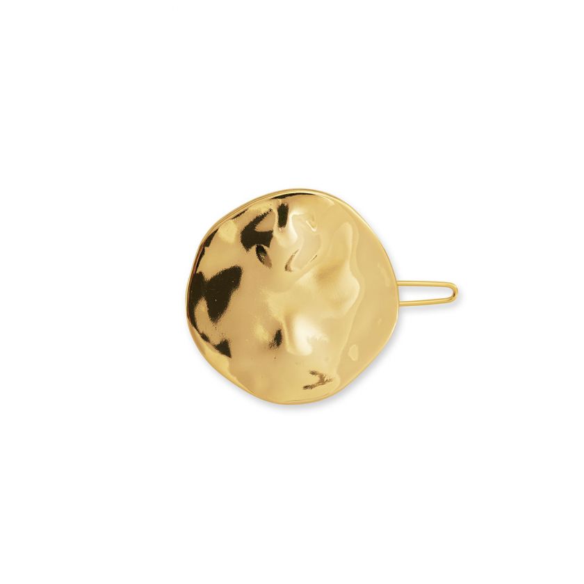 HAIR ACCESSORY | Hammered Gold Disc Hair Clip