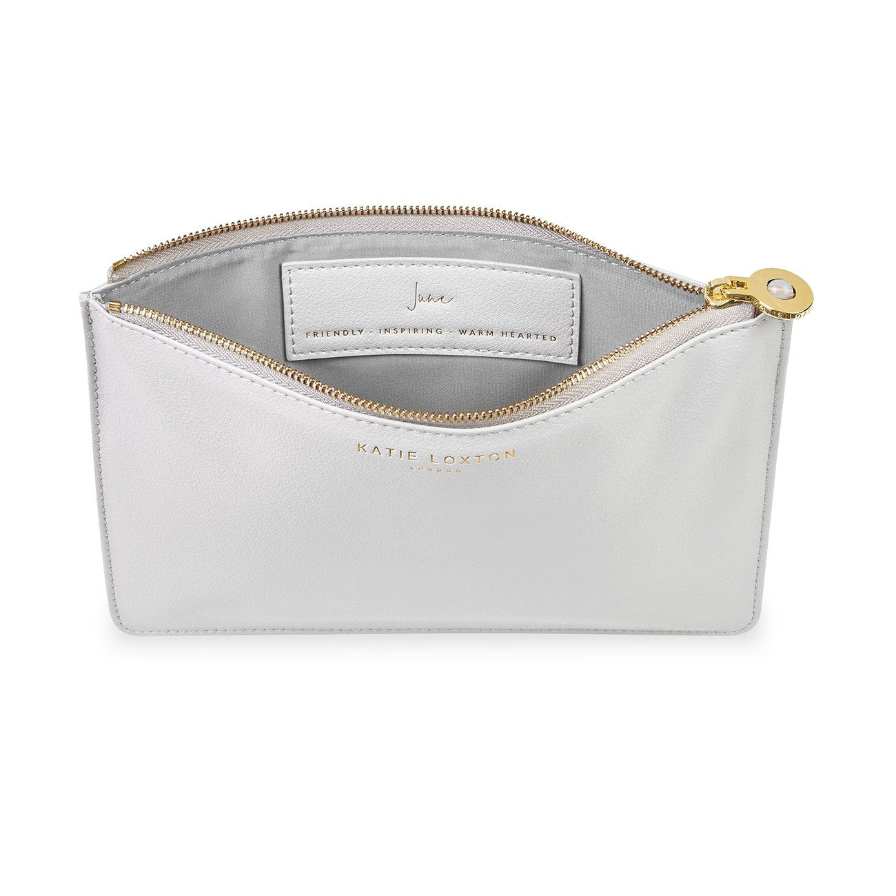 BIRTHSTONE PERFECT POUCH | JUNE MOONSTONE | PALE GREY