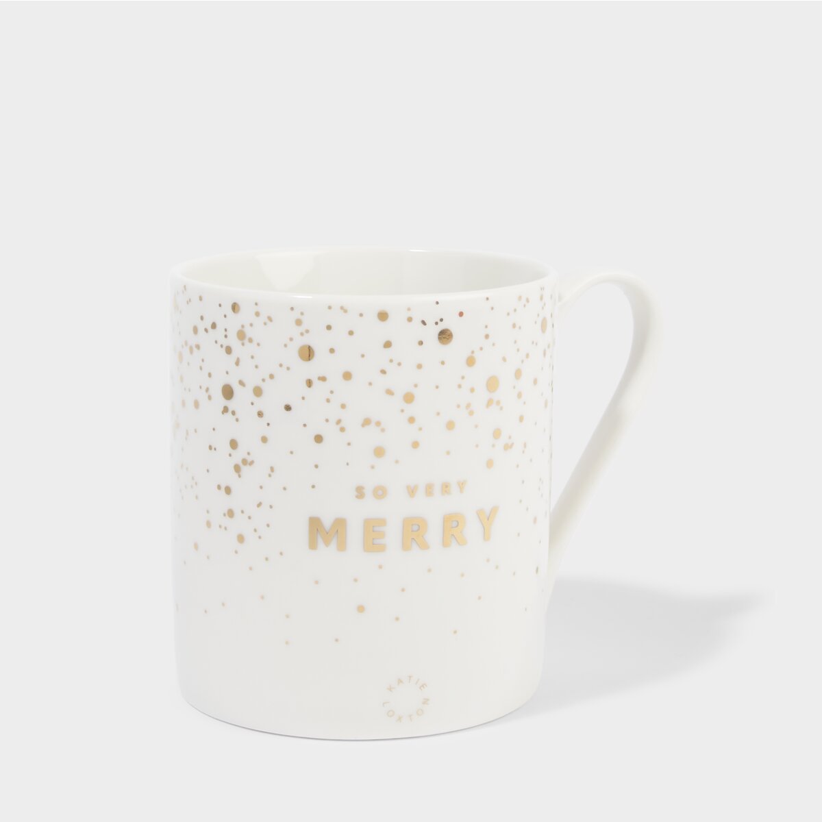 BOXED PORCELAIN MUG SO VERY MERRY WHITE & GOLD